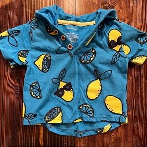 Miniville Baby Boys Blue Hooded Lemon Shirt